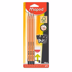 MAPED - Assortiment de 6 crayons graphite triangulaires + 1 gomme