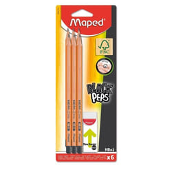 MAPED - Assortiment de 6 crayons graphite triangulaires + 1 gomme