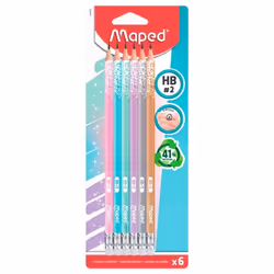 Crayon à papier - MAPED - Glitter Deco Pastel - 6 pièces - Couleur Pastel - Ergonomique