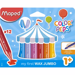 Maped Crayons Cire Jumbo Color Peps X12 Bte Carton, 3 an(s), Plastique, Multicolore