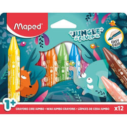 Crayons de Cire - Maped - Jungle Fever - 12 Crayons - Couleurs Éclatantes - Protection en Papier