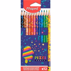 Crayon de couleur - Maped - PIXEL PARTY - 12 crayons - Mine résistante - Assorti