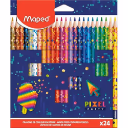 Crayons de couleur - Maped - Pixel Party - 24 pièces - Ergonomiques - Multicolores