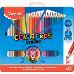 Crayon de couleur - Maped - COLOR PEPS STRONG - Étui métal de 24 - Résistant au bris - Mine 32 mm