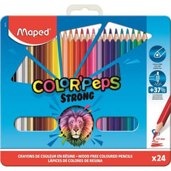 Crayon de couleur - Maped - COLOR PEPS STRONG - Étui métal de 24 - Résistant au bris - Mine 32 mm