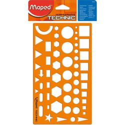 Normographe Technic MAPED - Trace-formes antichoc - Orange