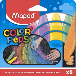 Maped Craies De Trottoir Color'Peps X6 Boite Carton, 4 an(s), Plastique, Multicolore, 6 pièce(s)