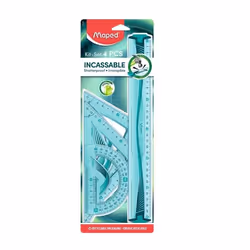 Maped-Kit de Traçage Incassable 4 pièces-Règle 30 cm + Équerre 60° / 21 cm + Équerre 45°/21 cm + Rapporteur 180° Base 12 cm - ...