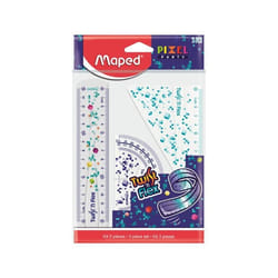Mini Kit de traçage 3 pièces Incassable - Maped - Outils Géométrie - Règle 15cm Equerre 60° Rapporteur 180°