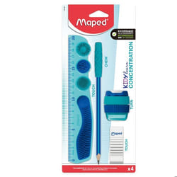 Set 4 pièces Kidy Learn Concentration - Maped - Règle Tailles-crayons Gomme Crayon papier embout relaxant