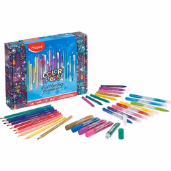 Kit de coloriage - MAPED - Scintillant - 8 Feutres à paillettes - 10 Crayons de couleur - 5 tubes de gel