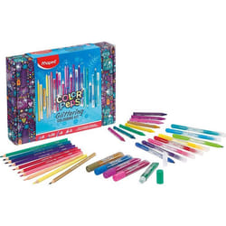 Kit de coloriage - MAPED - Scintillant - 8 Feutres à paillettes - 10 Crayons de couleur - 5 tubes de gel