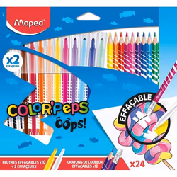Kit de Coloriage - Maped - OOPS - 12 Crayons + 10 Feutres Effaçables - 2 Feutres Effaceurs - Multicolore