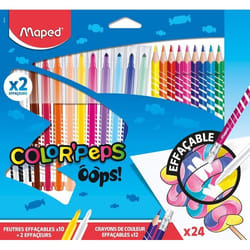 Kit de Coloriage - Maped - OOPS - 12 Crayons + 10 Feutres Effaçables - 2 Feutres Effaceurs - Multicolore