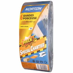 Bande abrasive - NORTON - grain 80 - 75x457 mm - lot de 6