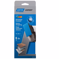 Norton Expert - Papier abrasif grain 40 - 93x230mm - 8 pièces Le papier abrasif Norton Expert grain 40 est idéal pour le déca ...