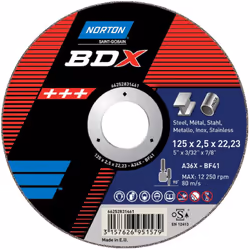NORTON 66252831454 disque à découper plat bdx inox A36X 115x2,5x22,23 T41
