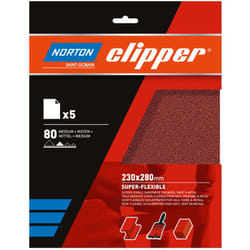 Norton - Feuille de toile abrasive super flexible - grain 80 - 230x280 mm - liasse de 5 pcs 66261118247