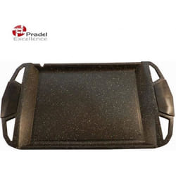 Plancha - PRADEL EXCELLENCE - Façon Pierre - 48x28 cm - Poignées en Silicone - Entretien Facile