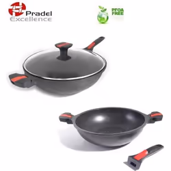 Pradel Excellence - Gamme luxe Volna- Wok 32 cm Façon Pierre - manche amovible - Garanti sans PFOA