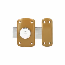 Verrou à bouton et cylindre 5 goupilles diamètre 23 mm, longueur 30 mm, 3 clés, marron doré.