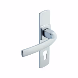 Ensemble sur plaque monobloc pour portes d'épaisseur 40 mm. Entraxe de la serrure : 70 mm Dimensions : 185 mm x 41 mm Fixatio ...