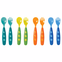 Tigex Lot de 8 couverts, Bleu, Vert, Orange, 3 mois, Plastique, Polypropylène (PP)