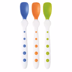 Tigex Lot de 3 cuillères hygiéniques, Bleu, Vert, Orange, 6 mois, Polypropylène (PP), 3 pièce(s)