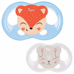 Sucettes Soft Touch Silicone TIGEX - Lot de 2 - Taille 6-18 m - Ourson Chat