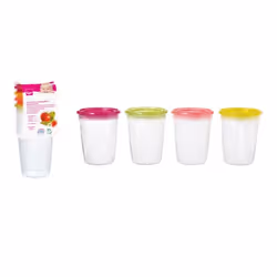 Tigex Set 4 Pots de conservation aliments "Bébé Gourmet", Vase, Rond, 0,2 L, Multicolore, Polypropylène (PP), 85 mm