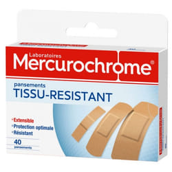 Mercurochrome Tissu Résistant 40 Pansements
