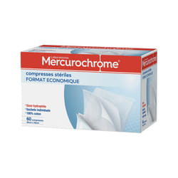 Mercurochrome - Pansements Stériles Pour Plaies - Lot de 60 unités pour une protection efficace et rapide contre les infections.