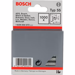 Bosch 1609200372, Pack d'agrafes, 1,6 cm, Fixation, 6 mm, 1000 agrafes, Acier inoxydable