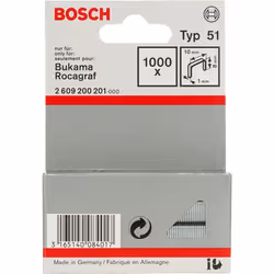 Bosch 2609200201, Pack d'agrafes, 8 mm, Fixation, 1 cm, 1000 agrafes, Acier inoxydable