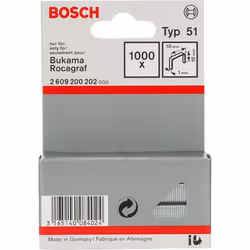Bosch 2 609 200 202, Pack d'agrafes, 1 cm, Fixation, 1 cm, 1000 agrafes, Acier inoxydable
