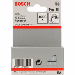 Bosch 2609200203, Pack d'agrafes, 1,4 cm, Fixation, 1 cm, 1000 agrafes, Acier inoxydable