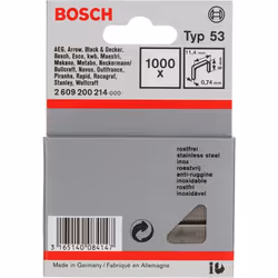Bosch Agrafes à fil fin type 53 :, Pack d'agrafes, 6 mm, Fixation, 1,14 cm, 1000 agrafes, Acier inoxydable