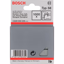Bosch Agrafes à fil fin type 58, Pack d'agrafes, 8 mm, Fixation, 1,3 cm, 1000 agrafes, Acier inoxydable