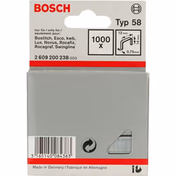 Bosch Agrafes à fil fin type 58, Pack d'agrafes, 1,4 cm, Fixation, 1,3 cm, 1000 agrafes, Acier inoxydable