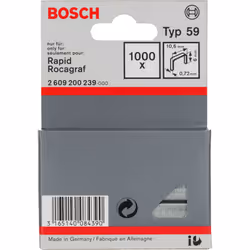 Bosch Agrafes à fil fin type 59, Pack d'agrafes, 6 mm, Fixation, 1,06 cm, 1000 agrafes, Acier inoxydable