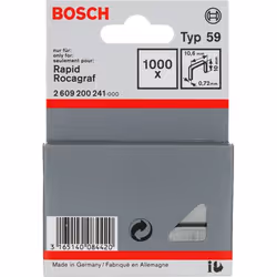Bosch Agrafes à fil fin type 59, Pack d'agrafes, 1 cm, Fixation, 1,06 cm, 1000 agrafes, Acier inoxydable