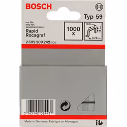 Bosch Agrafes à fil fin type 59, Pack d'agrafes, 1,2 cm, Fixation, 1,06 cm, 1000 agrafes, Acier inoxydable