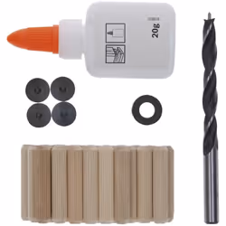 Kit pratique pour la pose de chevilles dans le bois Le set de chevilles pour bois est une solution pratique pour la pose de c ...