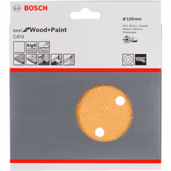 Papier abrasif pour ponceuses orbitales aléatoires Bosch Best for Wood and Paint C470; 150 mm; K320; 5 unités - Vue supplémentaire 4