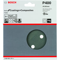Feuille abrasive F355 Paquet de 5 150 mm 400 BOSCH 2608605130