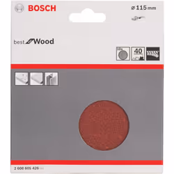 Papier abrasif pour ponceuses orbitales aléatoires Bosch 2608605426; 115 mm; P40; 10 unités