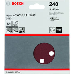 Bosch - Feuilles abrasives pour bois expert excentrique : 115mm 8P. G240x5 2608605657