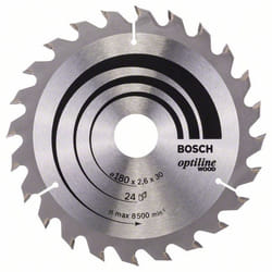 Lame de scie Bosch OPTILINE WOOD; 180x2,6x30,0 mm; Z24; 15°