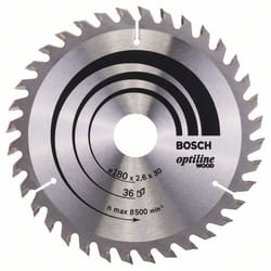 Lame de scie Bosch OPTILINE WOOD; 180x2,6x30,0 mm; Z36; 15°