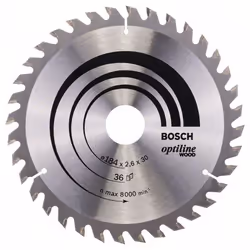 Lame de scie Bosch OPTILINE WOOD; 184x2,6x30,0 mm; Z36; 15°